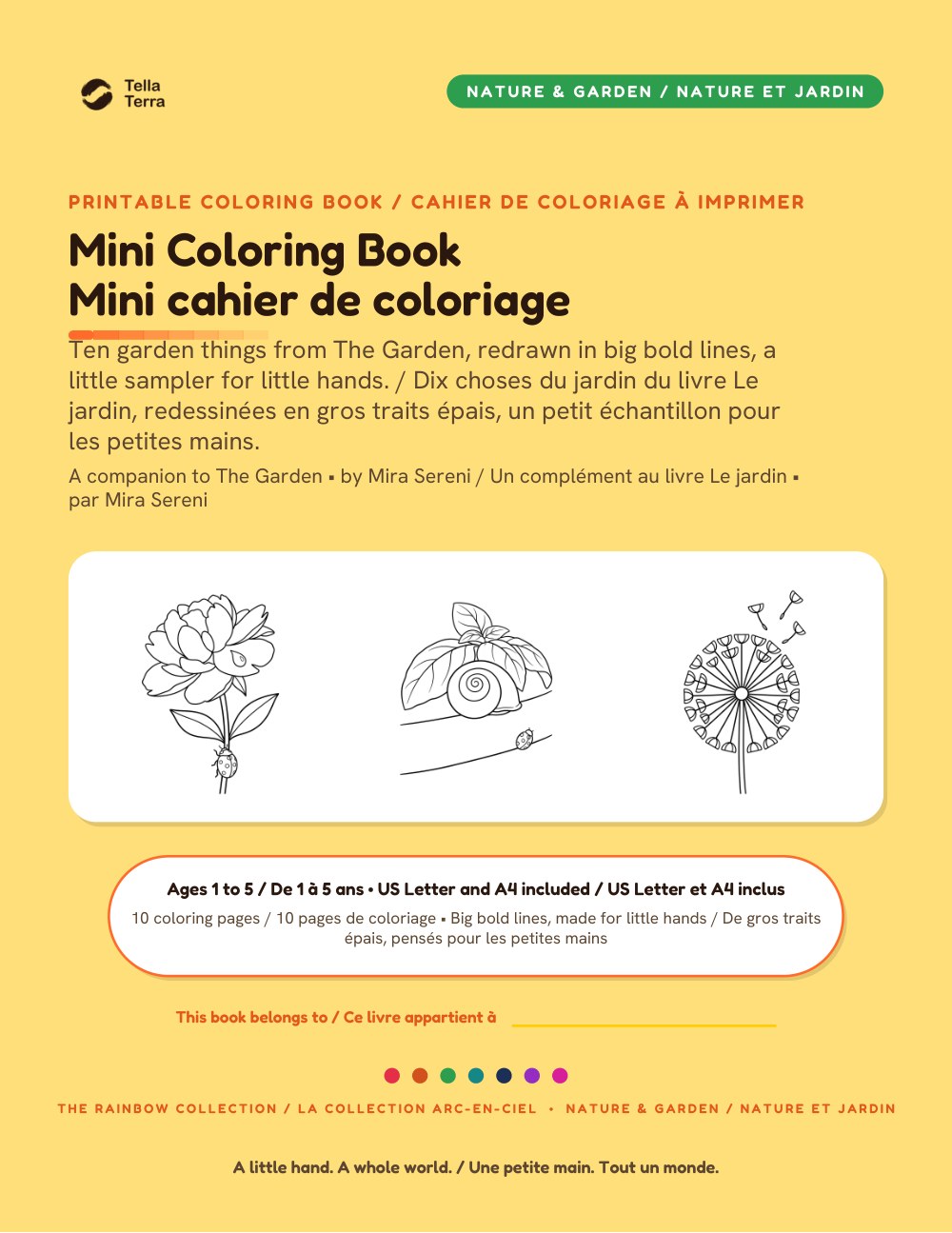Couverture du livre à colorier Tella Terra : Le jardin