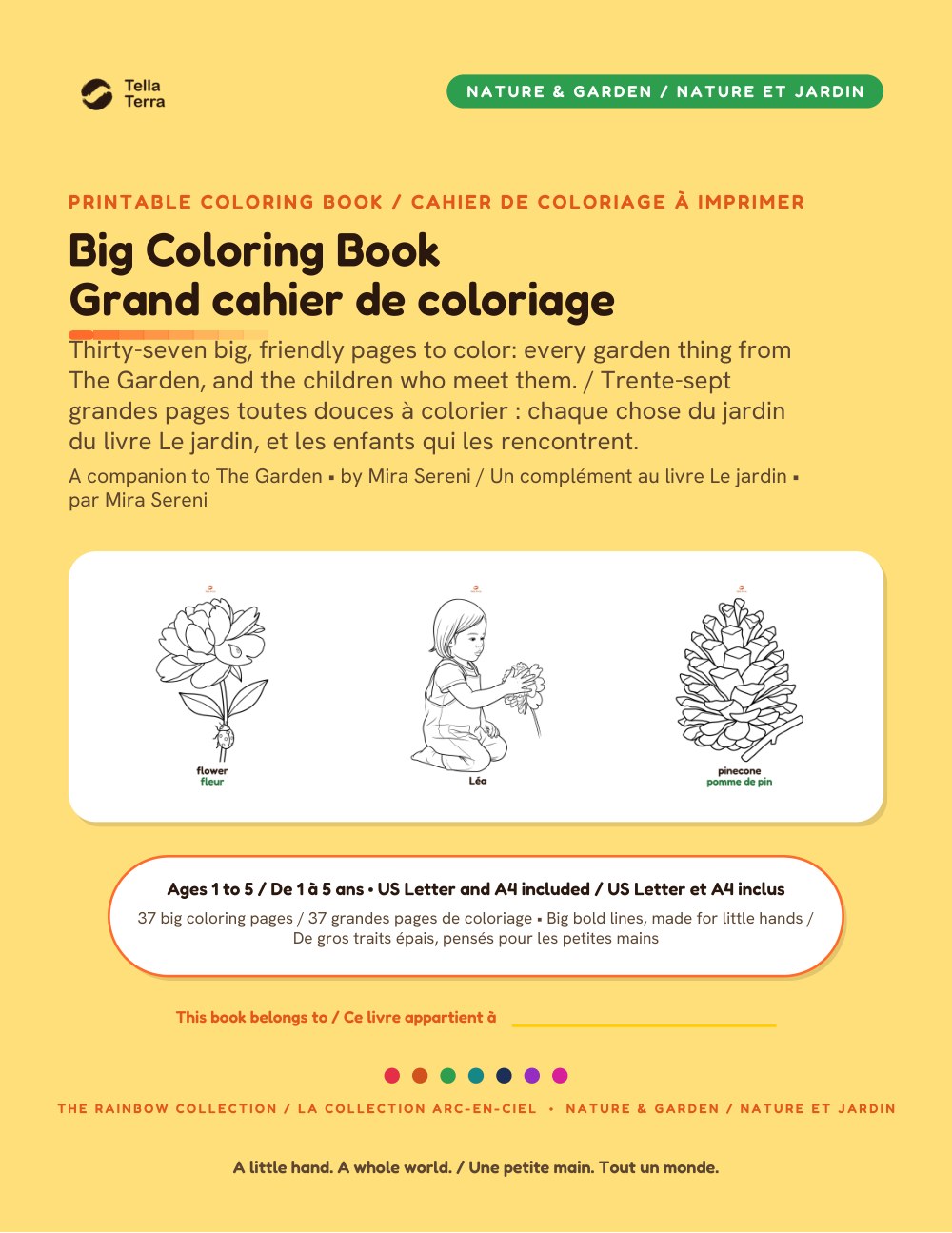 Couverture du Grand cahier de coloriage, édition bilingue anglais et français