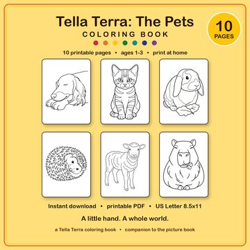 Cover of the Tella Terra: The Pets toddler coloring book