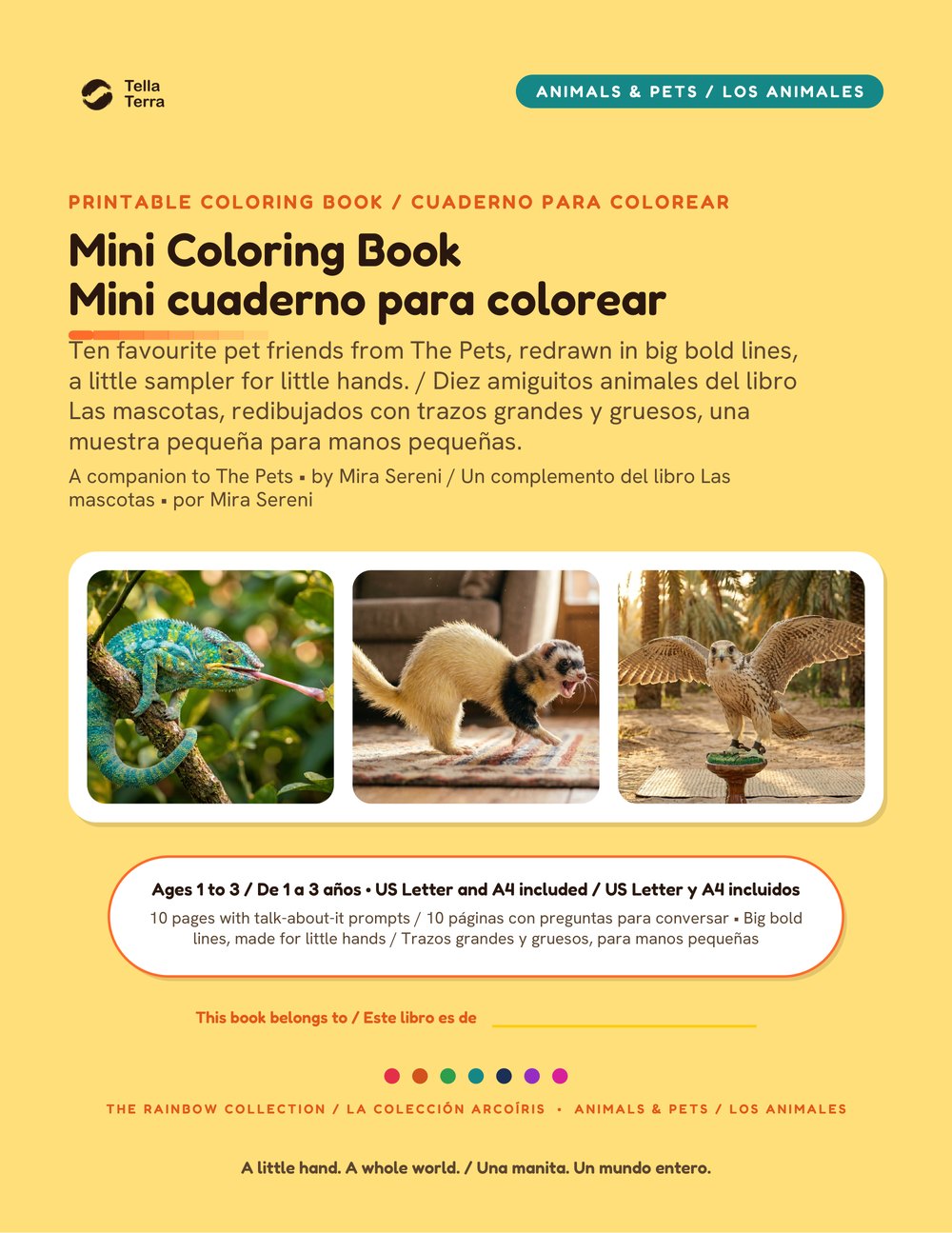 Portada del libro para colorear Las mascotas